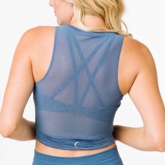 Zyia Blue Luxe‎ Strappy Sheer Polka Dot Tank - Picture 2 of 7